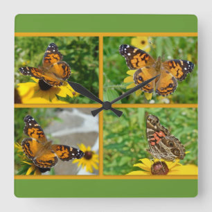 Horloge Carrée Papillon américain - Vanessa virginiensis