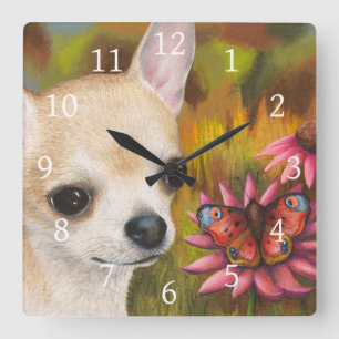Horloge Carrée Papillon de chiwawa du chien 85