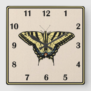 Horloge Carrée Papillon jaune sud-ouest Papilio 