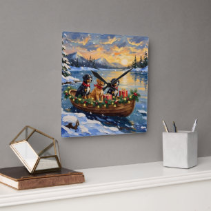 Horloge Carrée Papillon Noël Bateau Fêtes