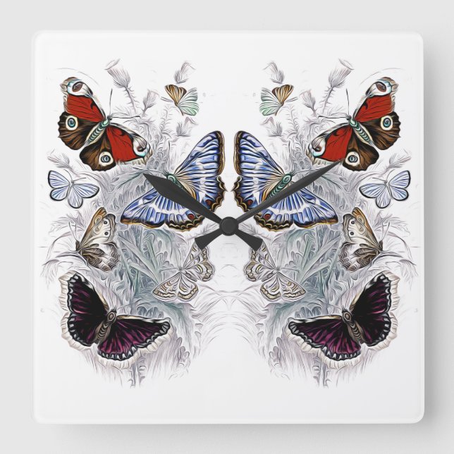 Horloge Carrée papillons (Recto)