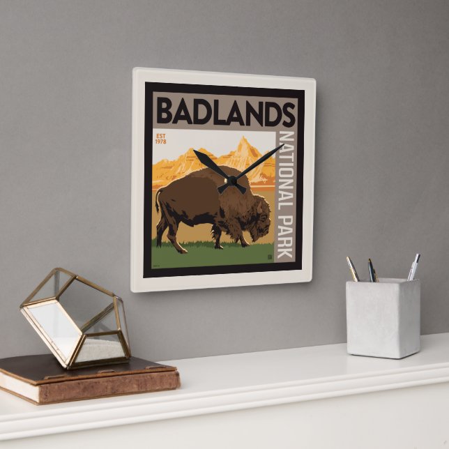 Horloge Carrée Parc national des Badlands | Buffalo (Bureau)