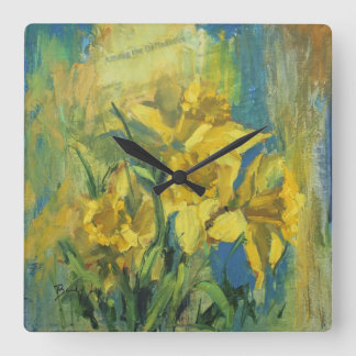 Horloge Carrée Parmi les jonquilles