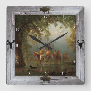 HORLOGE CARRÉE PARTIE INDIENNE DE GUERRE