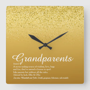 Horloge Carrée Parties scintillant Or Grand-parents Définition