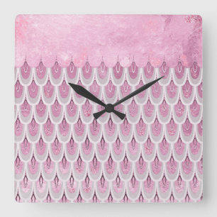 Horloge Carrée Parties scintillant rose brillant - Balances de po