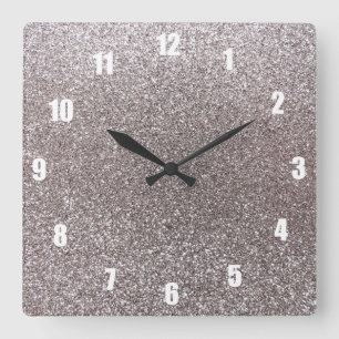 Horloge Carrée Parties scintillantes argentées