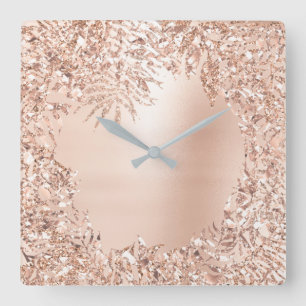 Horloge Carrée Parties scintillantes botaniques florales