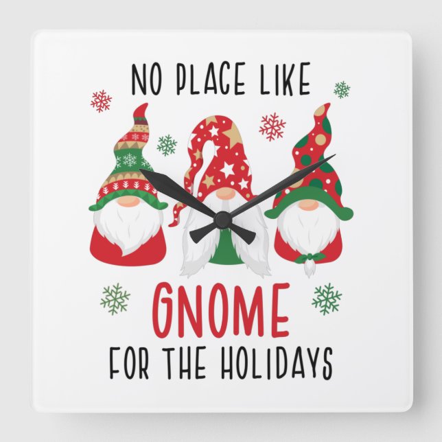 Horloge Carrée Pas D'Endroit Comme Gnome Pour Fun Christmas (Recto)