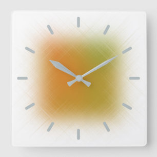 Horloge Carrée Pastel Abstrait Orange et Lime