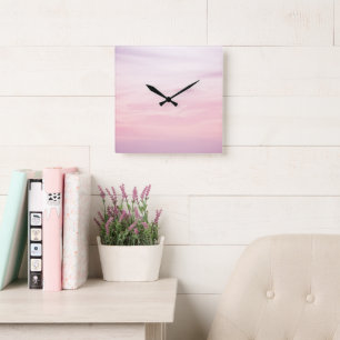 Horloge Carrée Pastel Caribbean Sunset Sky 1 #nature #art