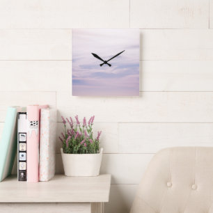 Horloge Carrée Pastel Caribbean Sunset Sky 2 #nuages #art