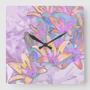 Horloge Carrée Pastel Lily Love