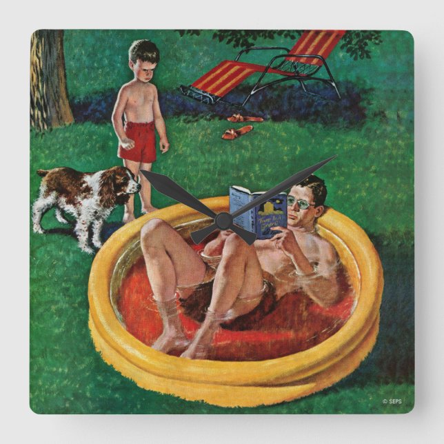 Horloge Carrée Patauger la piscine (Recto)