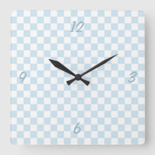 Horloge Carrée Pâtes et cartons Bleus et Blancs