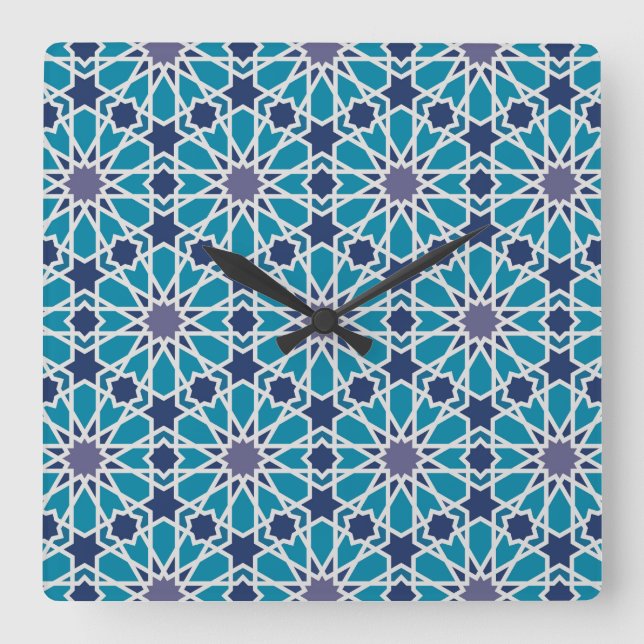 Horloge Carrée Pattern In Blue and Grey (Recto)