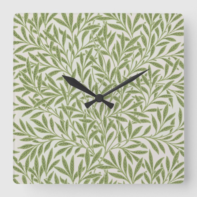 Horloge Carrée Pattern of green leafy branches  (Recto)