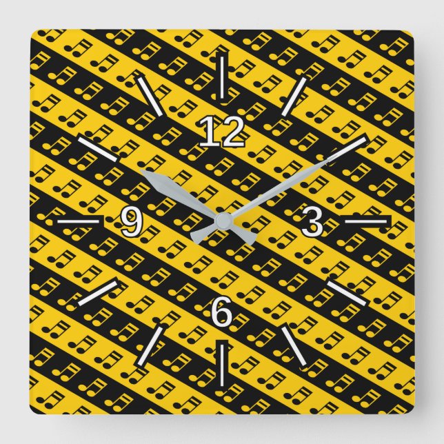 Horloge Carrée Patters de Black & Yellow (Recto)