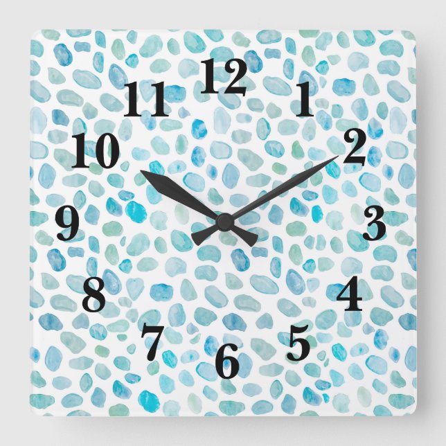 Horloge Carrée Patters de texture Sea Glass (Recto)