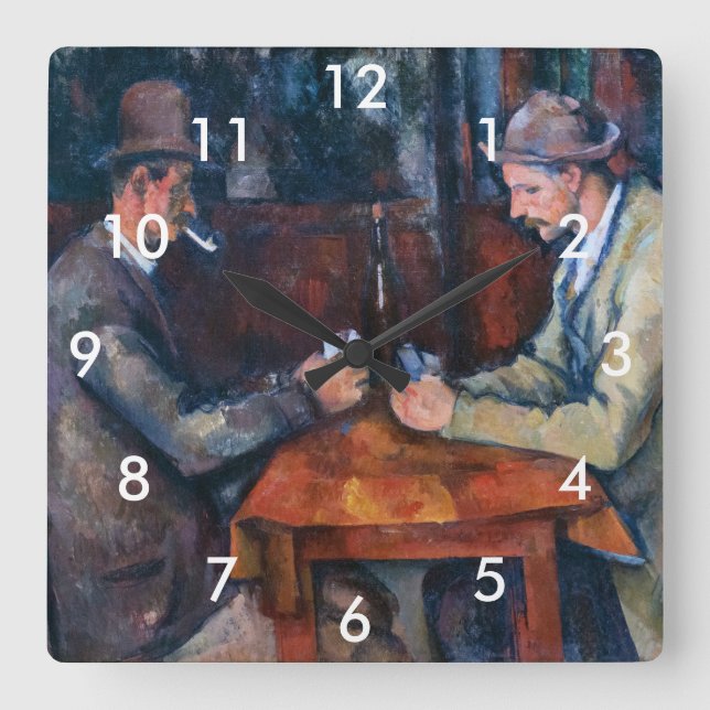 Horloge Carrée Paul Cezanne - Les Joueurs De Cartes (Recto)