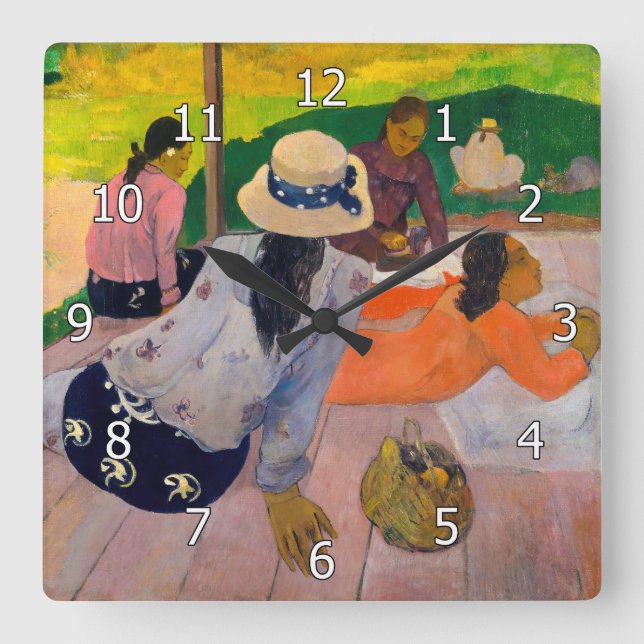 Horloge Carrée Paul Gauguin - La Siesta (Recto)