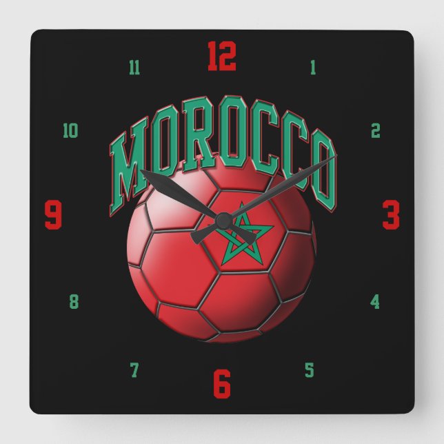 Horloge Carrée Pavillon du Maroc à bille de football (Recto)