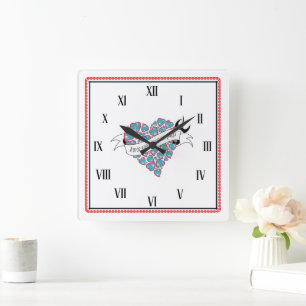 Horloge Carrée Payer l'amour avec l'amour illustré proverbe portu