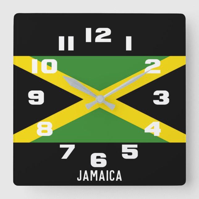 Horloge Carrée Pays d'île tropical de drapeau jamaïcain de la (Recto)