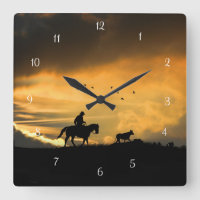 Pays Western Cowboy Horse et Steer Sunrise