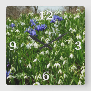 Horloge Carrée Paysage des fleurs du début du printemps