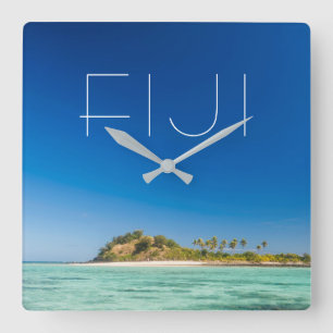 Horloge Carrée Paysage marin du Lagon Bleu, Fidji