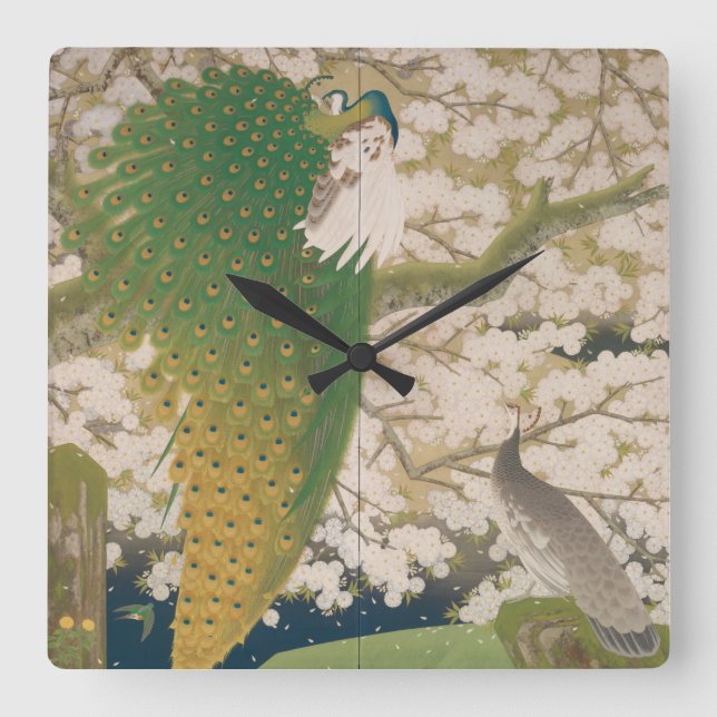 Horloge Carrée Peacocks and Cherry Tree (1925) (Recto)