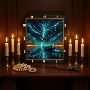 Horloge Carrée Pêche électrique