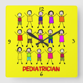 Horloge Carrée Pediatrician Stick Kids Clock
