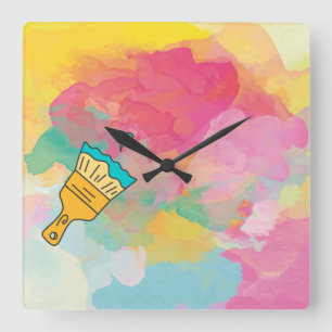 Horloge Carrée peint avec une brosse