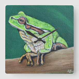 Horloge Carrée Peinture à la grenouille