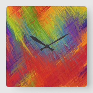 Horloge Carrée Peinture Abstraite  Couleur rétro 18