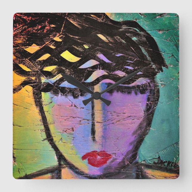 Horloge Carrée Peinture Abstraite originale (Recto)