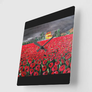 Horloge Carrée Peinture Campo de Amapolas par Alfred Fox