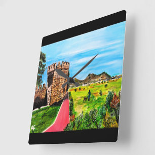 Horloge Carrée Peinture de Castell de Benisanó par Alfred Fox
