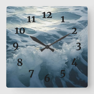Horloge Carrée Peinture des vagues écrasantes