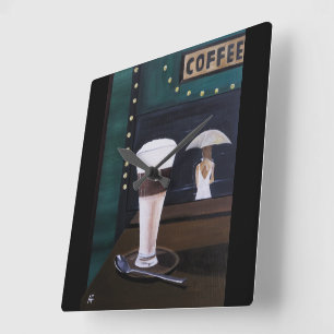 Horloge Carrée Peinture Latte Macchiato par Alfred Fox