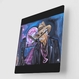 Horloge Carrée Peinture Neon Moon par Alfred Fox