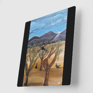 Horloge Carrée Peinture Olivar de Noche par Alfred Fox