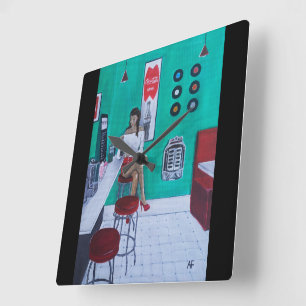 Horloge Carrée Peinture Runaround Sue par Alfred Fox