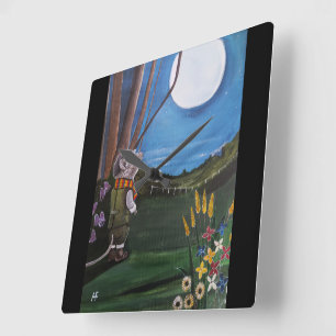 Horloge Carrée Peinture « Wishing Upon The Moon » par Alfred Fox