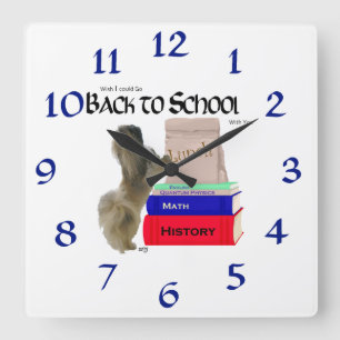 Horloge Carrée Pekingese Retour à l'horloge de l'école