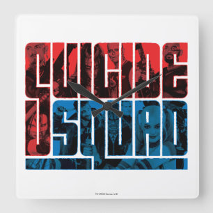 Horloge Carrée Peloton de suicide logo rouge et bleu de  