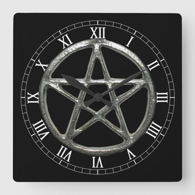 Horloge Carrée Pentacle Square Roman Numerals (Recto)
