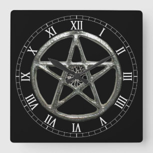 Horloge Carrée Pentacle Tree Of Life Carré Numéros Romains Horlog